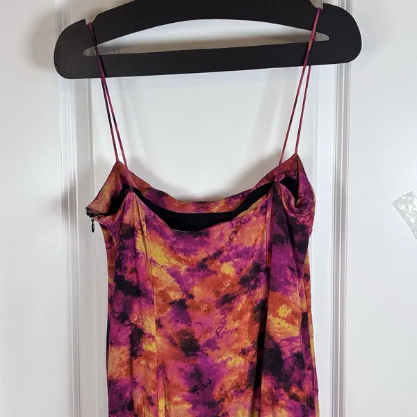 Song of Style S Abstract Watercolor Cowl Neck Handkerchief Hem Slip Dress Revolv - Image 11