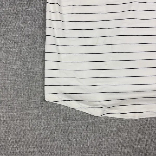 Lululemon Striped Shirt Womens 2 White V-Neck Short Sleeve Pima Cotton Top - Image 11