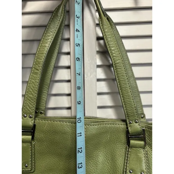 Fossil Pebble Satchel Green Leather Top Zip Double Strap‎ Sev Pockets - Image 2