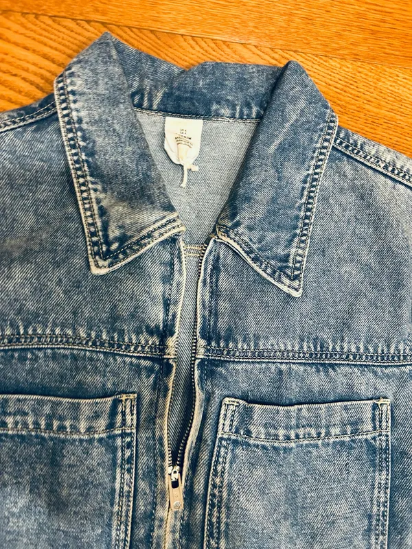 H&M Retro 80s Vibe Acid Wash Long Sleeve EDGE Denim Boiler Jumpsuit/Coveralls 4 - Image 11
