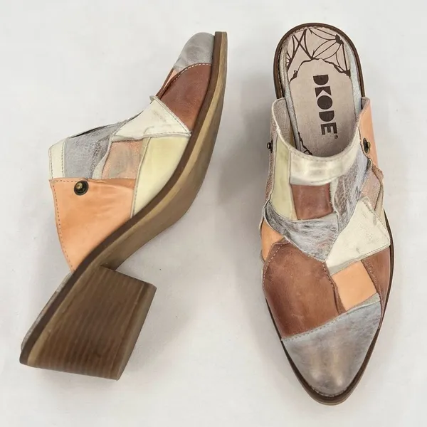 DKODE Jenelle Patchwork Multi Distressed Metallic Leather Mule Clog EU 40 US 9 Brown - Image 10