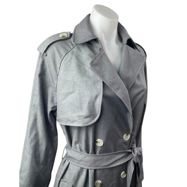 NEW Lioness Trencherous Women Slate Gray Double Breasted Tie Trench Coat Size XS - Image 5