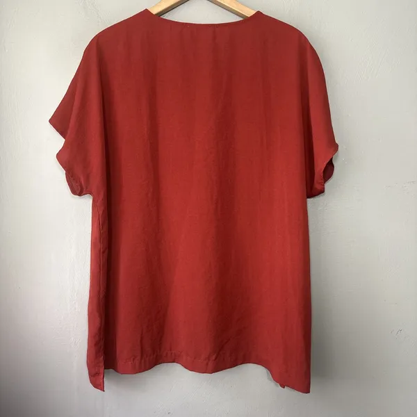 Maurices Blouse Size XL Rust Burnt Orange Boho Hippie Earthy Poetcore Career - Image 9