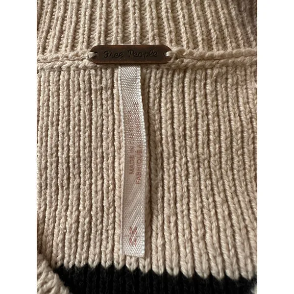 Free People Easy Street Stripe Crop Pullover Medium Cream Black Coastal Preppy - Image 13