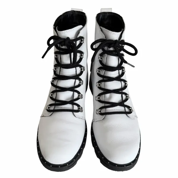 Sorel Lennox Lace Up Waterproof Boots White Black Size 11 - Image 5