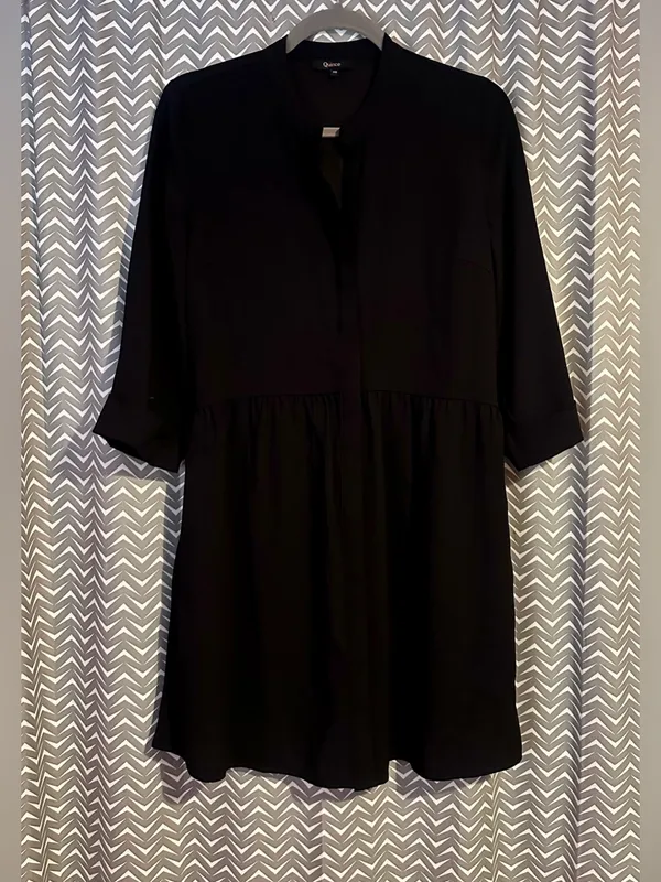Quince | Fluid Crepe Shirt Dress in Black, XS - Image 4