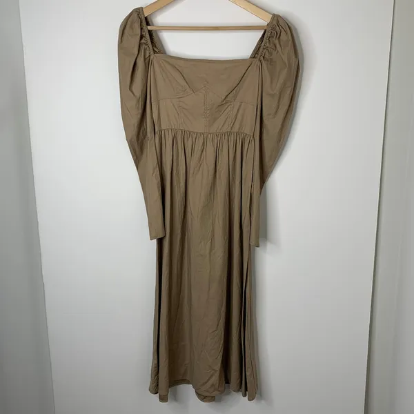 Reformation Luce Long Sleeve Stretch Khaki Midi Dress Womens 0 - Image 4