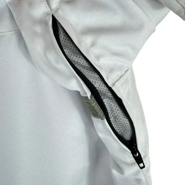 Castle Streetwear White Gray Full Zip‎ Lined Mock Neck Motorcycle Jacket Size 10 - Image 12