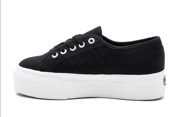 Superga 2790 Platform Low Top Black & White Sneakers - Image 3