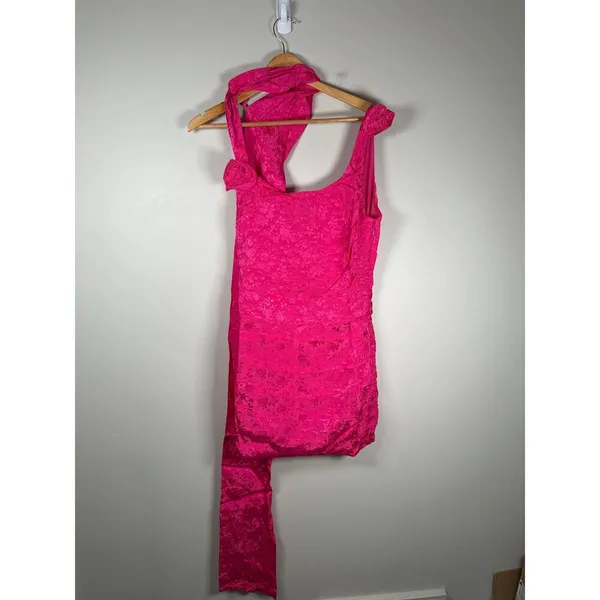 For Love & Lemons Deliza‎ Mini Dress Pink Womens Size M Jacquard Feminine - Image 3
