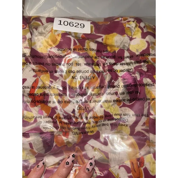 Anthropologie Maeve Femme Collarless Pink Orange Mushrooms Cotton Top M Boho - Image 12