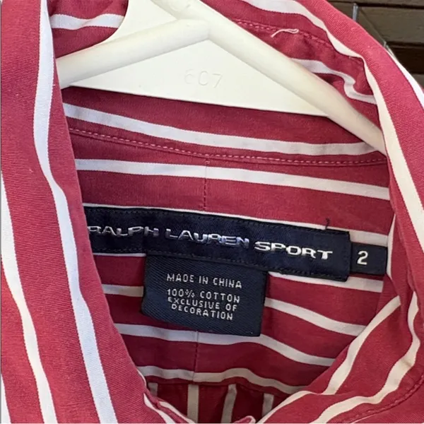 EUC Ralph Lauren Sport Button Down Striped Top Dual Embroidered Ponies Size 2 - Image 3