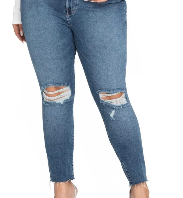 Good American Good Waist Crop Raw Edge High Rise Skinny Jeans Plus Size 22 NWT - Image 6