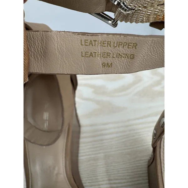 Via Spiga 3.5' Tan Leather Moto Silver Studded Platform Wedge Sandals 9M Biker - Image 7