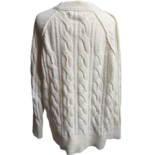Aerie unREAL Cable Knit Sweater XS Oversized Cream Cozy - Image 3
