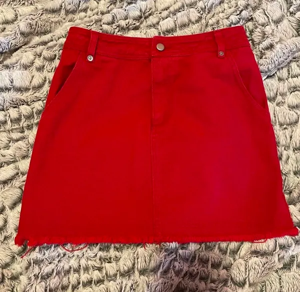 Honey Belle Red mini jean skirt - Image 2
