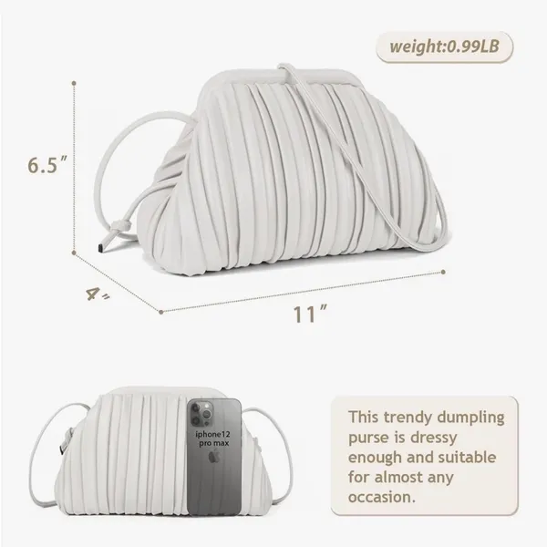 Pleated Dumpling Clutch White - Image 4