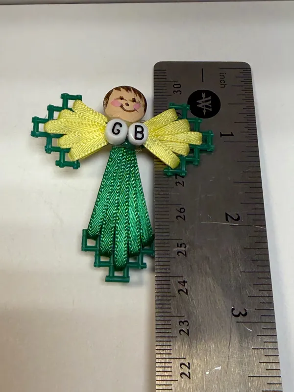 Vintage Handmade Green Bay Packers Angel Brooch Pin Plastic Canvas Folk Art - Image 5