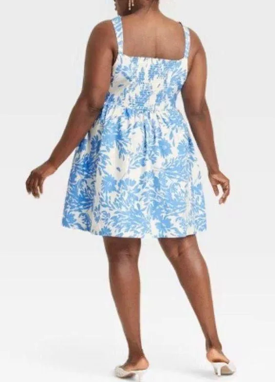 Beautiful Summer Blue White Floral Women's Corset Mini Dress - A New Day 3X - Image 4