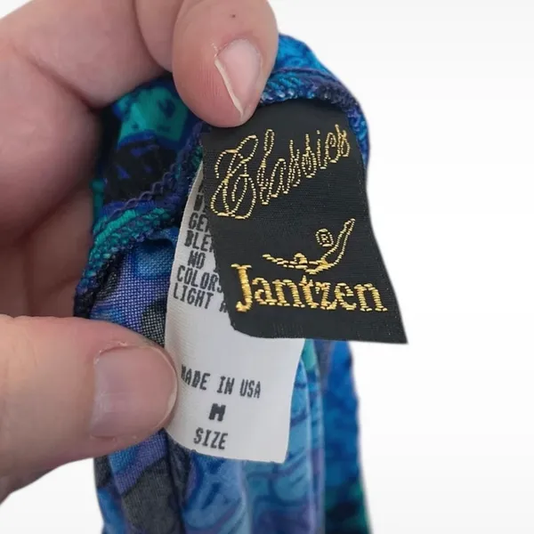 Vintage Jantzen Women’s Size Medium Faux Wrap Skirt Blue Purple Green Black - Image 4