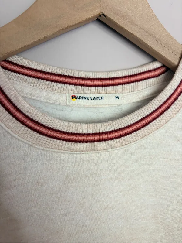 Marine Layer Anytime Crewneck Sweatshirt Heather Oatmeal - Image 4