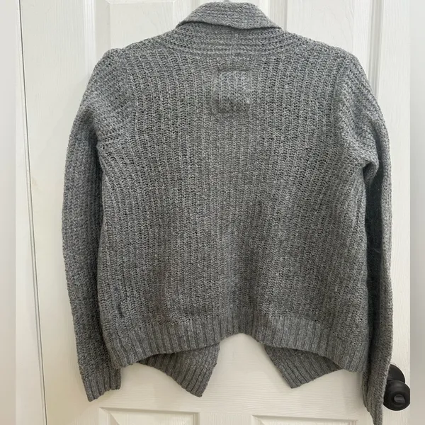 A&F Gilly Hicks Open Front Chunky Knit Wool Cardigan Sweater Gray Cozy Small!. - Image 2