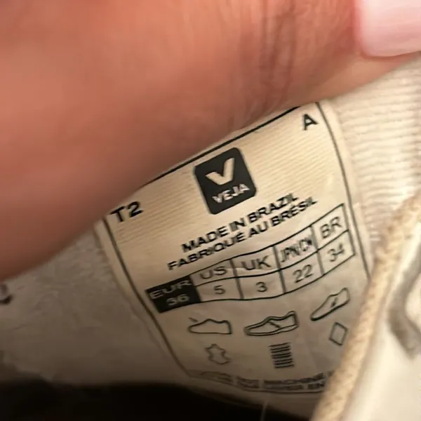 VEJA Esplar Logo Leather Low-Top Sneakers White Black- Size 36 (5) - Image 9