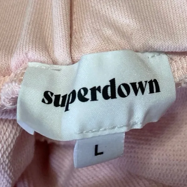 Superdown Women's Pink High Rise Drawstring Tapered Leg Cargo Jogger Pants Sz L - Image 4