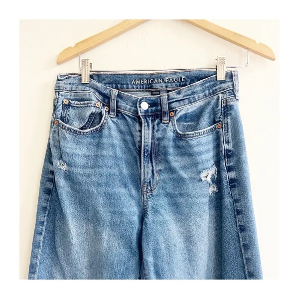 American Eagle Super High Rise Baggy Straight Leg Jeans Womens 6 Strigid - Image 3