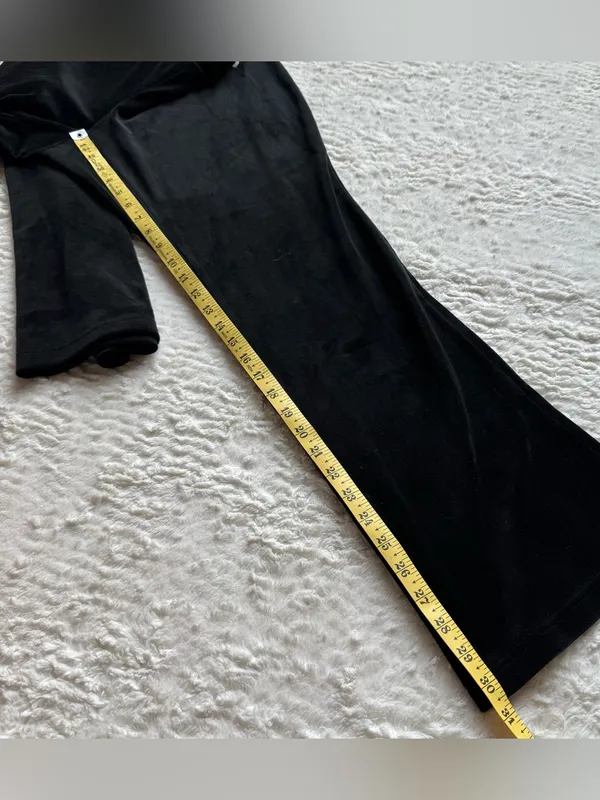 Juicy Couture Velour Track Pants Sweats L Black Velour Bling Cozy Retro Y2K - Image 9