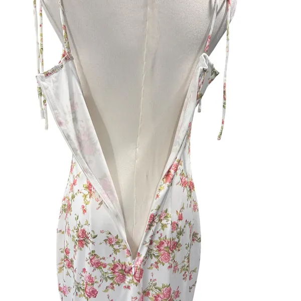 KUTUMAI Women's Summer Floral Bodycon Maxi Dress NWT Coquette Spaghetti Strap LG - Image 8