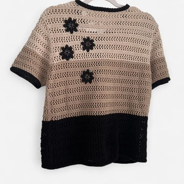 Vintage Embroidered Crochet Floral Cardigan Top | Cottagecore Folk Boho Medium - Image 3