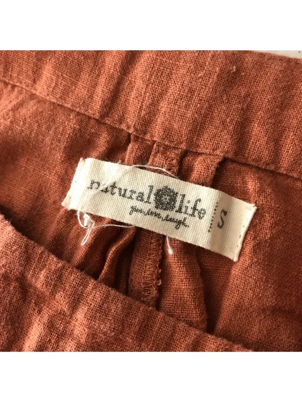 Natural Life Womens Overalls Lightweight Cotton Wide Leg Pockets Orange S - Image 3