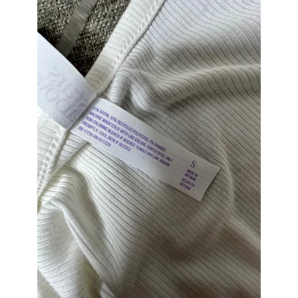 Stars Above Womens Ribbed Long Sleeve Pajama Lounge Top Soft White Size Small - Image 5