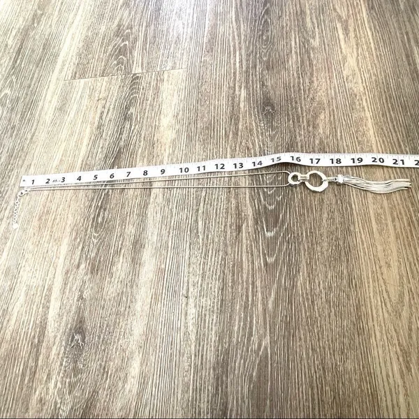Charter club silver tone tassel chain necklace - Image 13