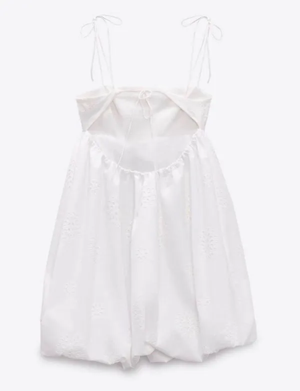 dress mini crochet balloon embroidered white boho vacation casual summer - Image 8