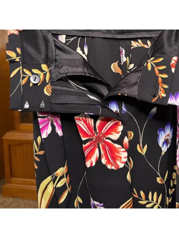 Express Black and Colorful Floral High-Rise Ankle Pants Women's Size 4L - Image 5