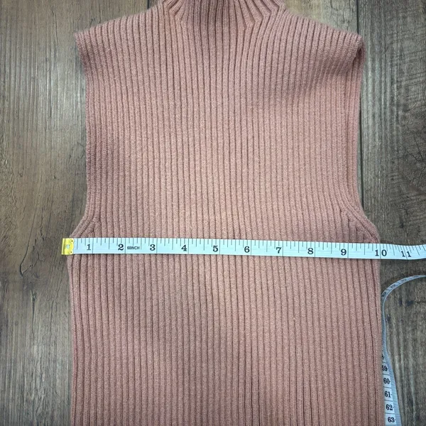 Zara HIGH NECK BASIC RIBBED KNIT SLEEVELESS TOP Tan Women's Sz Small Minimalist - Image 5