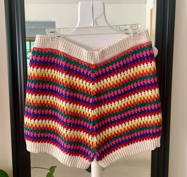 Rainbow Crochet Shorts Size M - Image 3