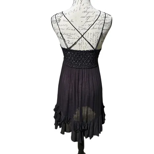 Free People -1211 Women's One Adella‎ Slip Lace Dress in Black Size Small - Image 6