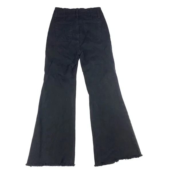 VICI Los Angeles Ultra High Waist Flare Leg Frayed Hem Black‎ Jeans Size Large - Image 6