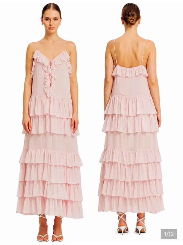 Torn by Ronny kobo pink tiered ruffle dress new nwt - Image 2