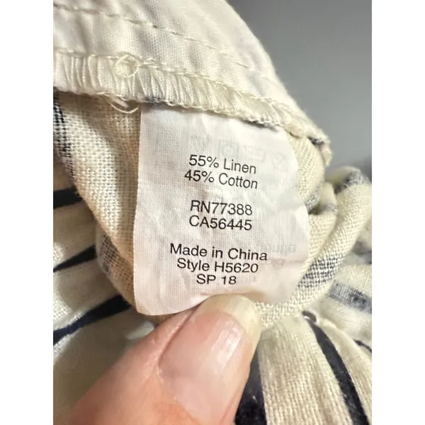 J Crew Women's Size Medium Linen Blend‎ Shorts Black White Stripe - Image 3