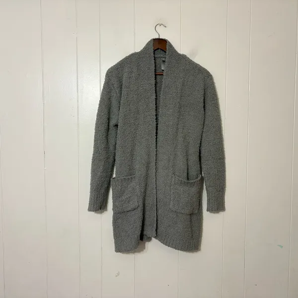 SKIMS Cozy Knit Bouclé Robe Cardigan Smoke Gray Belted Lounge Sweater XXS/XS - Image 2