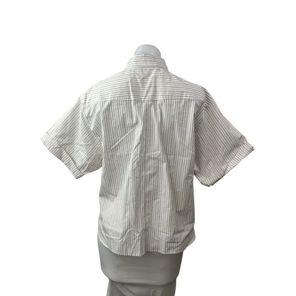Zara Women's White Beige Striped Short Sleeve Pocket Button Down Shirt Top Sz XS - Image 5