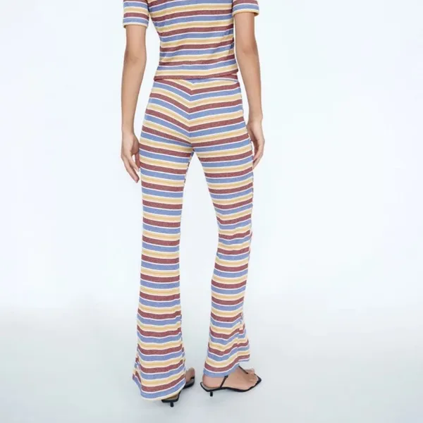 NWT Zara Rib Texture‎ Striped Pull On Flare Pants in Multi Size Medium - Image 3