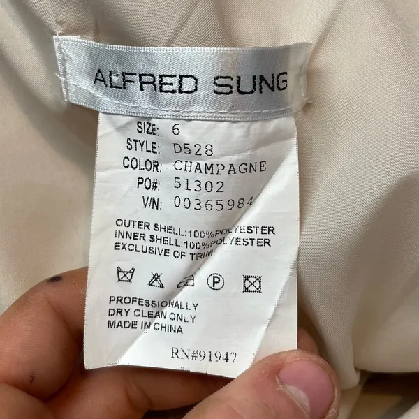 Alfred Sung One Shoulder Mini Dress in Champagne Size‎ 6 - Image 4