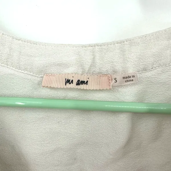 Mi Ami size small white‎ off white button up short sleeve blouse shirt top - Image 3