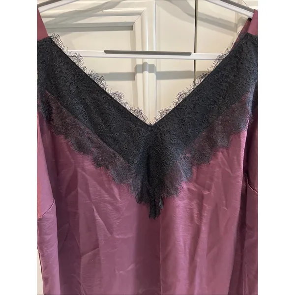Universal Standard‎ Burgundy Satin Lace Trim Cami Top Lingerie Romantic - Image 2