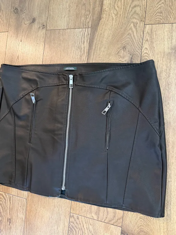 Wild Fable Brown Faux Leather Zip Mini Skirt - Image 2